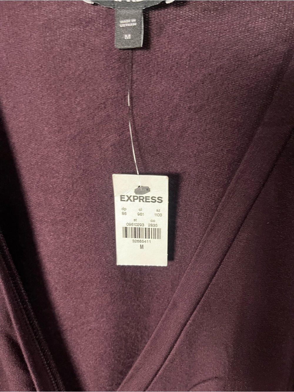 Express Plum Ruched Surplice Long Sleeve Top - Picture 4 of 7